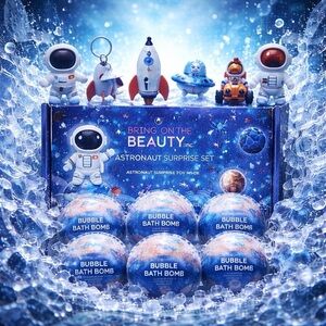 Bring On The Beauty Kids Blue Astronaut Bubble Bath Bomb Set